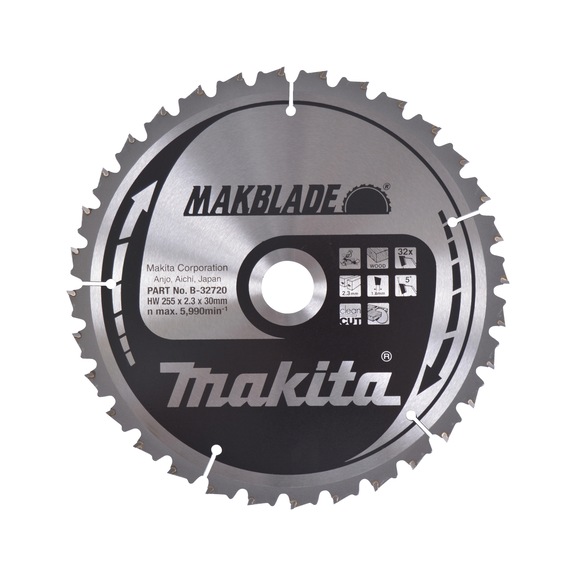 MAKITA saw blade MAKBLADE 255 mm bore 30 mm number of teeth 32 B-32720 - Saw blades for wood