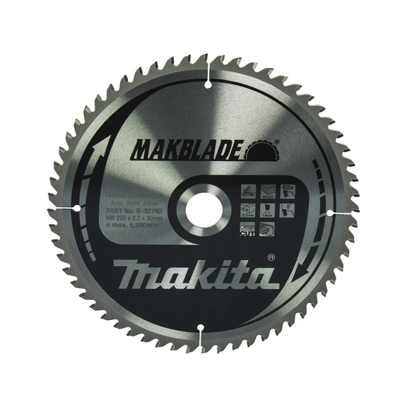 MAKITA saw blade MAKBLADE 255 mm bore 30 mm number of teeth 60 B-32792 - Saw blades for wood