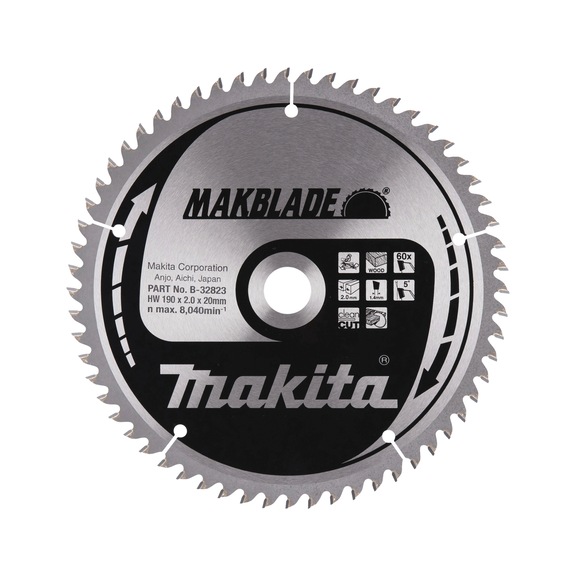 MAKITA Sägeblatt MAKBLADE 190 mm Bohrung 20 mm Zähnezahl 60 B-32823 - Sägeblätter für Holz