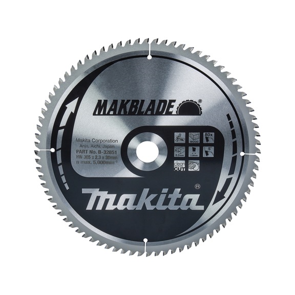 MAKITA saw blade MAKBLADE 305 mm bore 30 mm number of teeth 80 B-32851 - Saw blades for wood