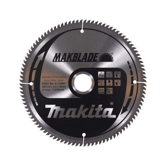 MAKITA saw blade MAKBLADE 216 mm bore 30 mm number of teeth 100 B-32867 - Saw blades for wood