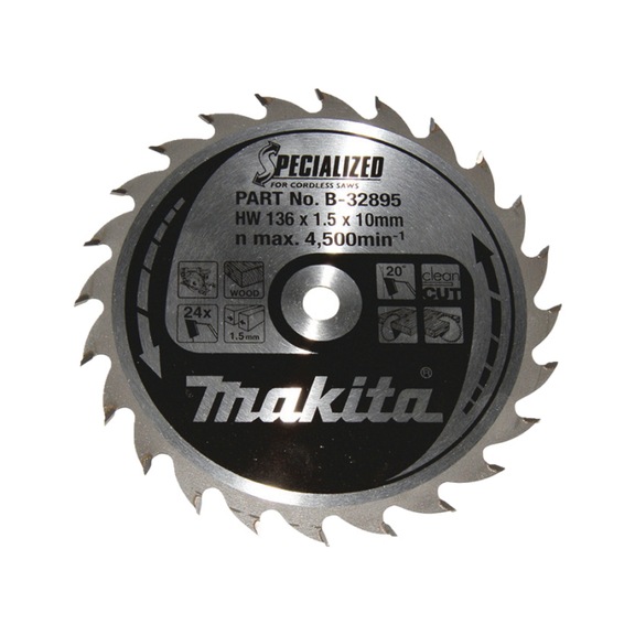 MAKITA saw blade SPECIALIZED 136 mm bore 10 mm number of teeth 24 B-32895 - Saw blades for wood and MDF