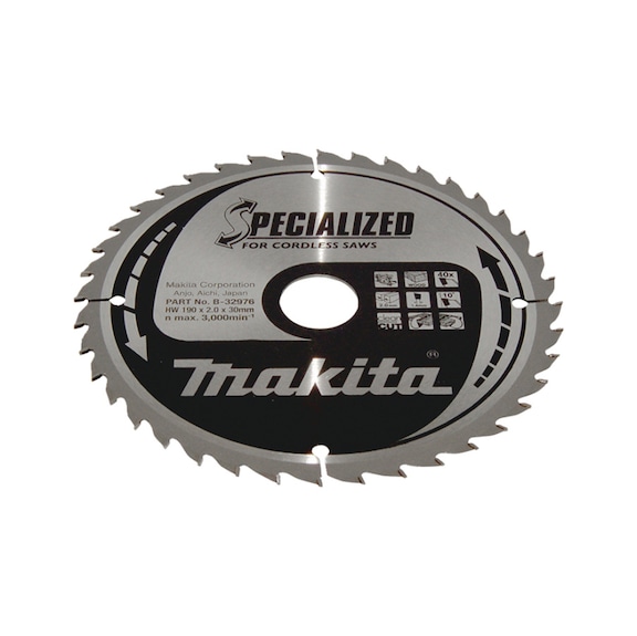 MAKITA saw blade SPECIALIZED 190 mm bore 30 mm number of teeth 40 B-32976 - Saw blades for wood and MDF