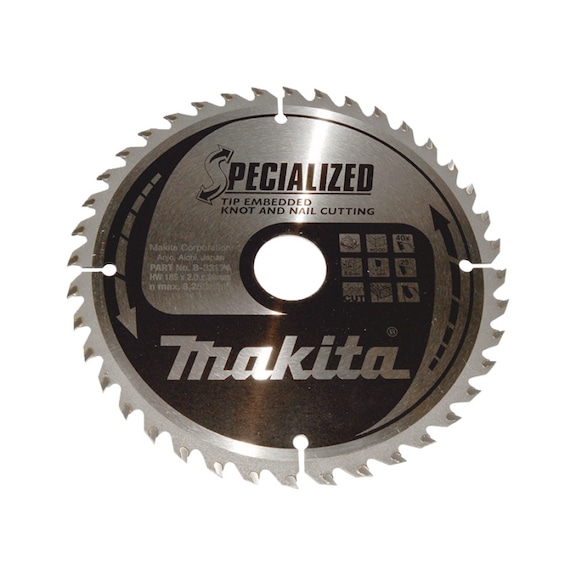 MAKITA saw blade SPECIALIZED 185 mm bore 30 mm number of teeth 40 B-33174 - Saw blades for wood