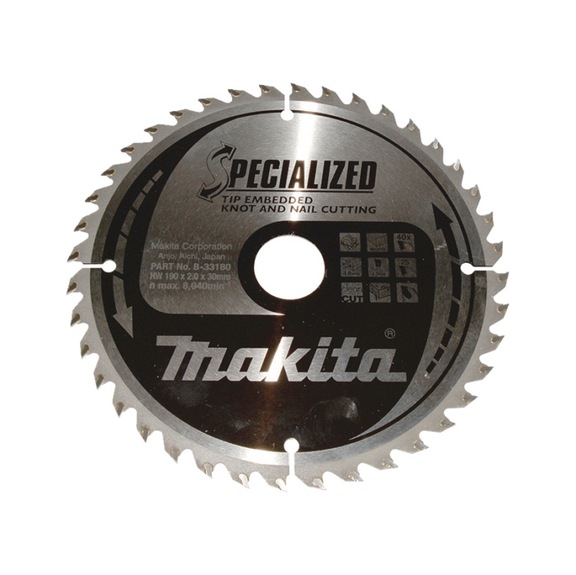 MAKITA saw blade SPECIALIZED 190x30 mm 40 teeth B-33180 - SPECIALIZED saw blades
