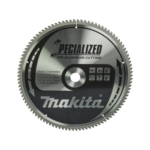 MAKITA saw blade SPECIALIZED 350 mm bore 30 mm number of teeth 100 B-33401 - Saw blades for aluminium