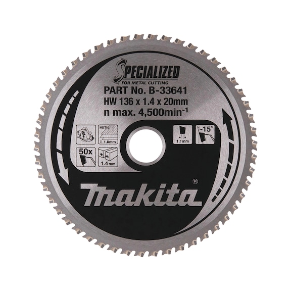 MAKITA Sägeblatt SPECIALIZED 136x20 mm 50 Zähne B-33641 - Sägeblätter für Metall