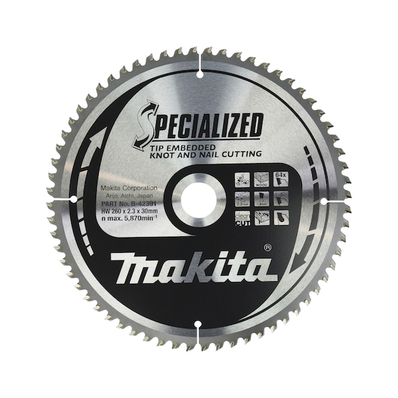 MAKITA saw blade SPECIALIZED 260x30 mm 64 teeth B-42391 - SPECIALIZED saw blades