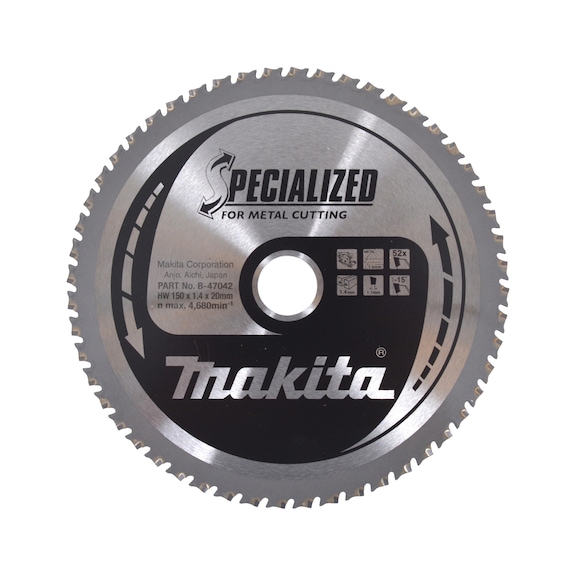 MAKITA saw blade SPECIALIZED for sheet metal 150mm bore 20mm number of teeth 52 B-47042 - Saw blades for metal