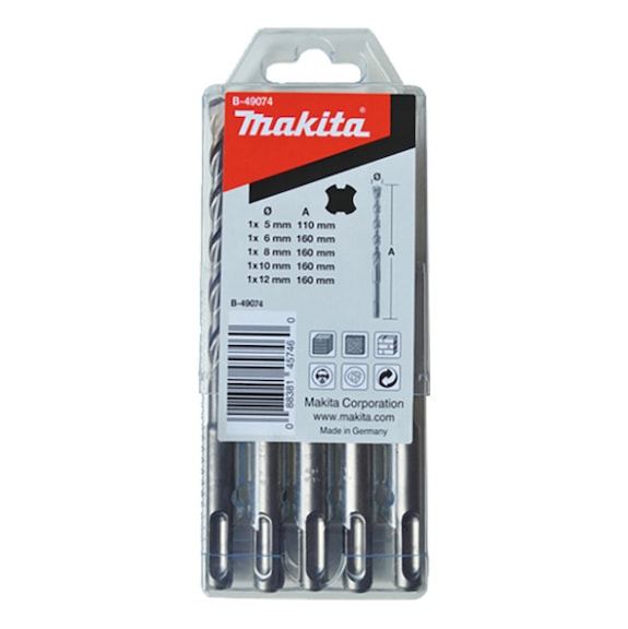 MAKITA HM V-PLUS 5-piece drill bit set B-49074 - Drill bit suitable for SDS-PLUS