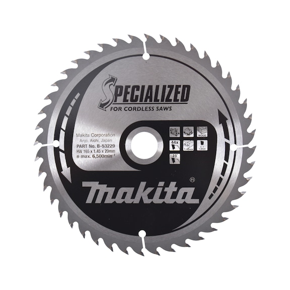 MAKITA Sägeblatt SPECIALIZED 165 mm Bohrung 20 mm Zähnezahl 44 B-53229 - Sägeblätter für Holz und MDF