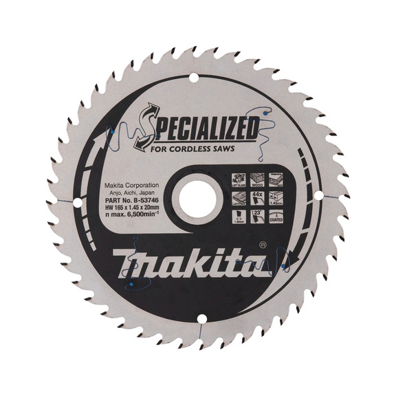 MAKITA saw blade SPECIALIZED 165 mm bore 20 mm number of teeth 44 B-53746 - Saw blades for wood and MDF