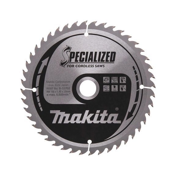 MAKITA saw blade SPECIALIZED 165 mm bore 20 mm number of teeth 44 B-53752 - Saw blades for wood and MDF