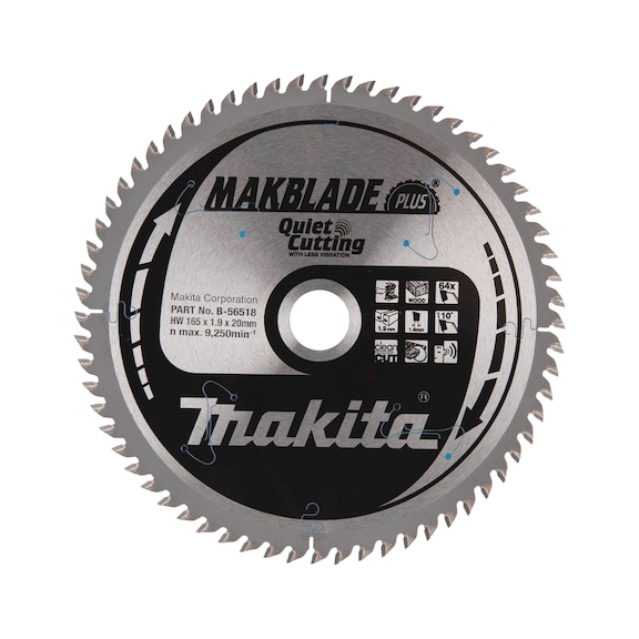 MAKITA saw blade MAKBLADE 165 mm bore 20 mm number of teeth 64 B-56518 - Saw blades for wood