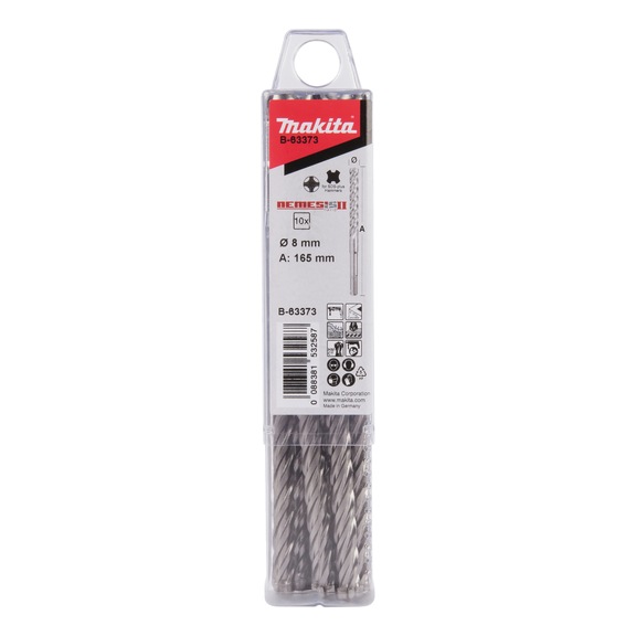 MAKITA hammer drill NEMESIS II diameter 8.0 mm 165 mm 10 pieces B-63373 - Hammer drill bit suitable for SDS-PLUS