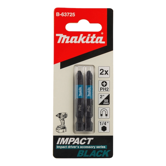 MAKITA Bit PH2 Impact Black PH2 2 pieces 50 mm B-63725 - PH bits for Phillips screws