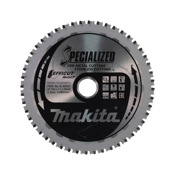 MAKITA saw blade EFFICUT 150 mm width 1.1 mm bore 20 mm number of teeth 48 B-69331 - Saw blades for metal