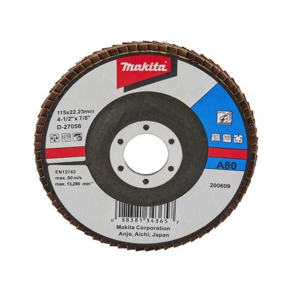 MAKITA Fächerscheibe Durchmesser 115 mm A80 abgewinkelt D-27056 - Fächerschleifscheiben