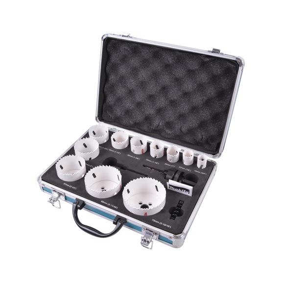 MAKITA hole saw set for plumbing 14-piece HSS-BiM diameter 19-75 mm D-47298 - HSS bi-metal hole saw sets