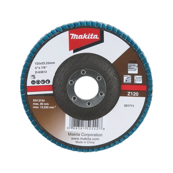 MAKITA Fächerscheibe Durchmesser 125 mm Z120 abgewinkelt D-63812 - Fächerschleifscheiben