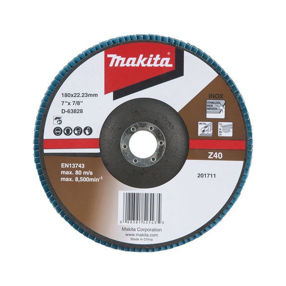 MAKITA Fächerscheibe Durchmesser 180 mm Z40 abgewinkelt D-63828 - Fächerschleifscheiben