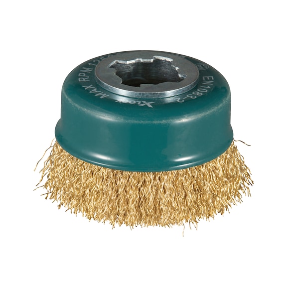 MAKITA cup brush diameter 75mm X-LOCK crimped brass D-73433 - Cup brush X-LOCK