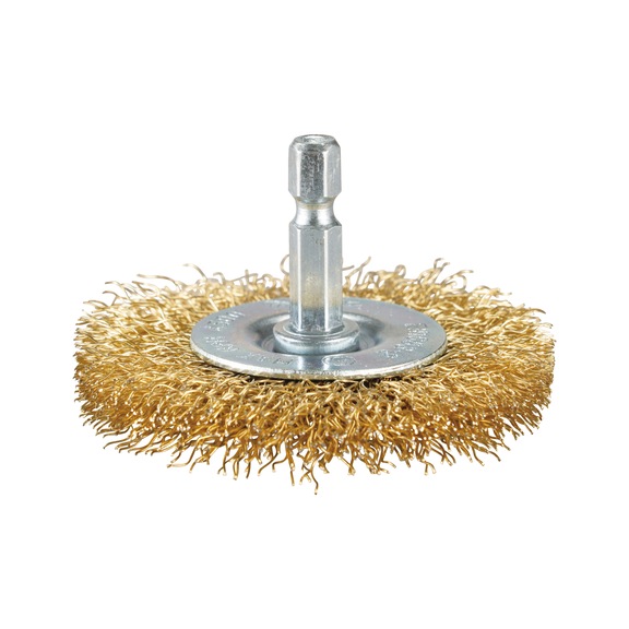 MAKITA round brush diameter 63 mm crimped galvanised 1/4 inch hexagon D-73673 - Round brush