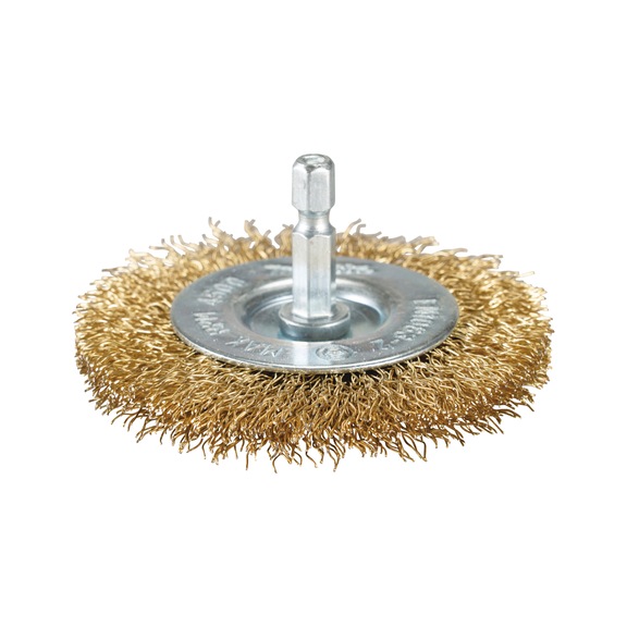 MAKITA round brush diameter 75 mm crimped galvanised 1/4 inch hexagon D-73689 - Round brush