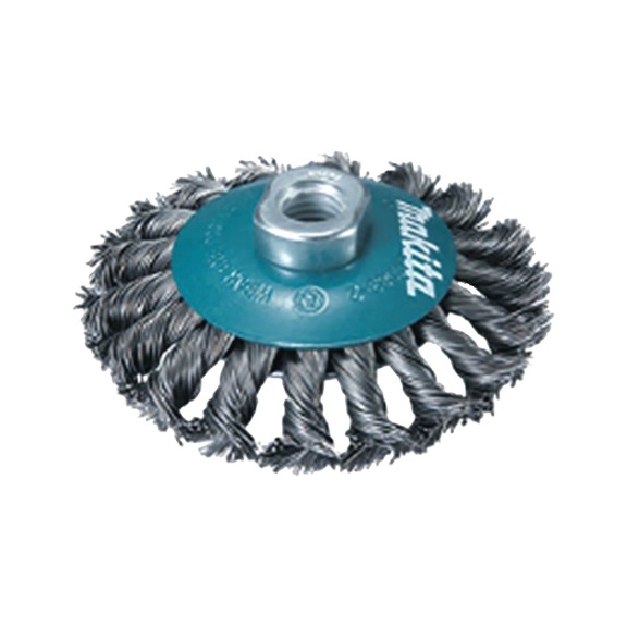MAKITA cone brush diameter 115 mm M14 braided stainless steel D-77584 - Cone brush