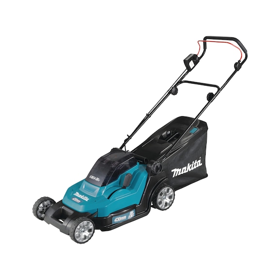 MAKITA Akku-Rasenmäher 2x18V 950W Schnittbreite 43cm Grasfangkorb 40 L DLM432PT2 - Akku-Rasenmäher LXT 18V