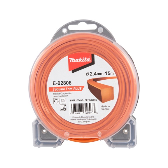 MAKITA Mowing line square 2.4mm x 15m Square Trim PLUS E-02808 - Mowing threads