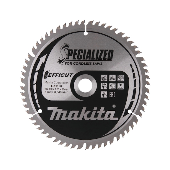 MAKITA saw blade EFFICUT 190 mm width 1.85mm bore 20mm number of teeth 60 E-11190 - Saw blades for wood