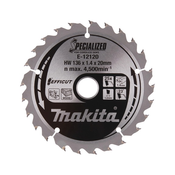 MAKITA EFFICUT saw blade 136 mm width 1.4 mm bore 20 mm number of teeth 25 E-12120 - Saw blades for wood and MDF