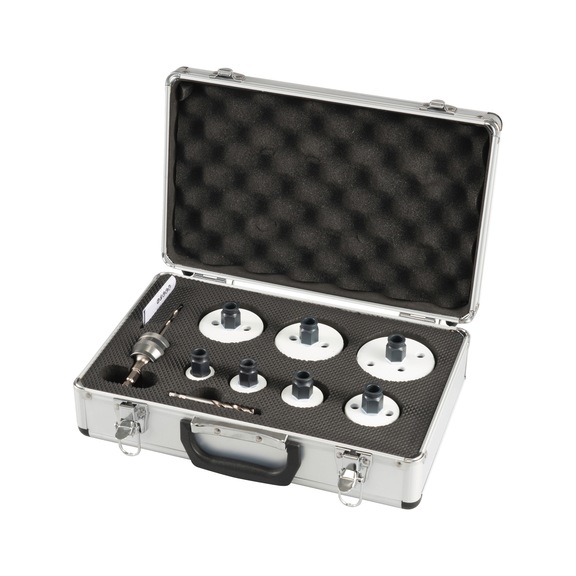 MAKITA hole saw set universal 9-piece HSS-BiM diameter 25-76 mm E-12295 - EZYCHANGE HSS bi-metal hole saw sets