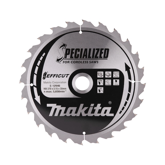 MAKITA Sägeblatt EFFICUT 270mm Breite 2,15mm Bohrung 30mm Zähnezahl 24 E-12946 - Sägeblätter für Holz und MDF