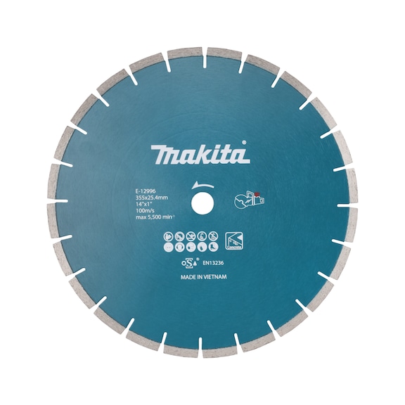MAKITA Diamanttrennscheibe Durchmesser 355mm Stärke 2,8mm Bohrung 25,4mm E-12996 - Sonstige Trennscheiben