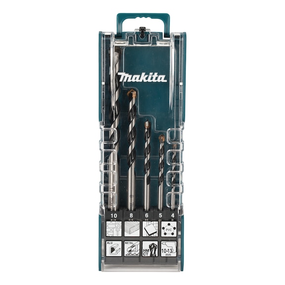 MAKITA multi-drill TCT set 5-piece diameter 4/5/6/8/10 mm round shank E-14255 - Multi drill