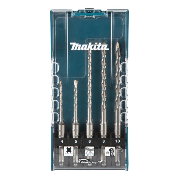 MAKITA concrete drill bit set centering tip 5-piece twin-cutter centring tip E-15718 - Hammer drill bit set