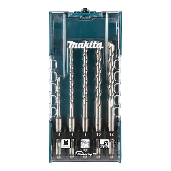 MAKITA concrete drill bit set centering tip 5-piece twin-cutter centring tip E-15724 - Hammer drill bit set