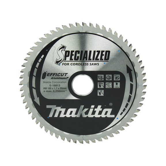 MAKITA Sägeblatt EFFICUT 185 mm Bohrung 30 Zähnezahl 60 Aluminium E-16813 - Sägeblätter für Holz und MDF