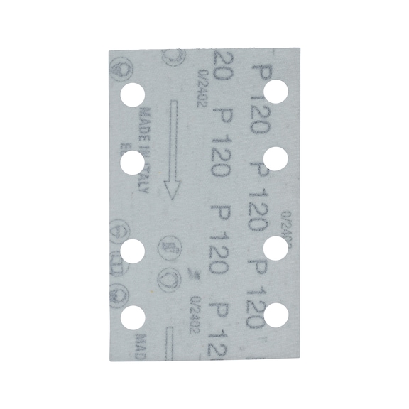MAKITA sandpaper, grit A120, 80x130 mm, hook and loop, 8 holes, 10 pieces E-23531 - Sandpaper 80 x 130 mm