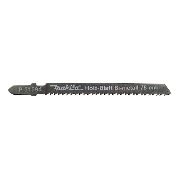 MAKITA Stichsägeblatt HC12 bi 2,5 mm / 10 TPI Arbeitslänge 75 mm 5 Stück P-31594 - Stichsägenblätter für Kunststoff / Glasfaser