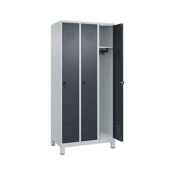 C+P CLASSIC PLUS locker, feet, 3 compartments, 1,950x900x500 mm, RAL 7035/7016 - Classic PLUS locker