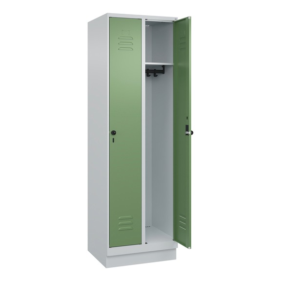 C+P CLASSIC PLUS locker, base, 2 compartments, 1,950x600x500 mm, RAL 7035/6011 - Classic PLUS locker