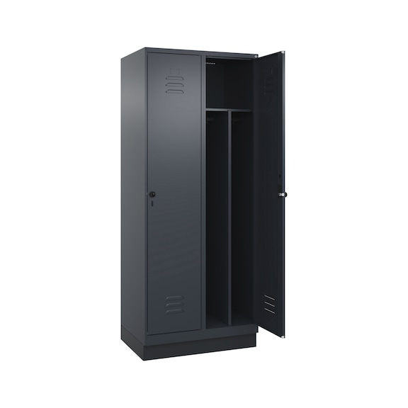 C+P CLASSIC PLUS locker, base, 2 compartments, 1,950x800x500 mm, RAL 7016/7016 - Classic PLUS locker