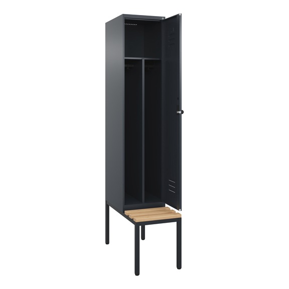 C+P Classic PLUS locker, bench, 1 compartment, 2120x400x815 mm, RAL 7016/7016 - Classic PLUS locker