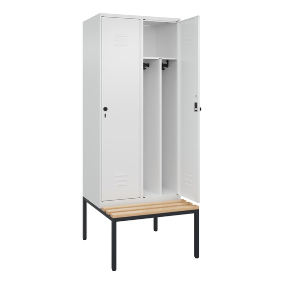 Šatní skříň C+P Classic PLUS, lavice, 2 přihr., 2120x800x815 mm, RAL 9016/9016 - Šatní skříň Classic PLUS