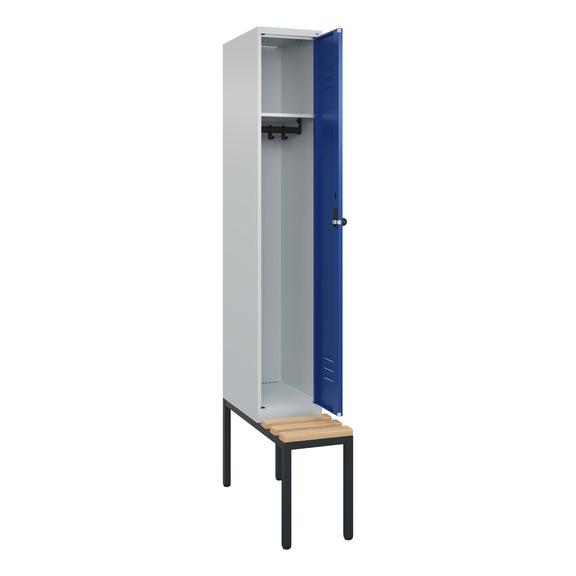 C+P Classic PLUS locker, bench, 1 compartment, 2120x400x815 mm, RAL 7035/5010 - Classic PLUS locker