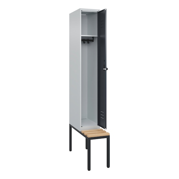 C+P Classic PLUS locker, bench, 1 compartment, 2120x400x815 mm, RAL 7035/7016 - Classic PLUS locker