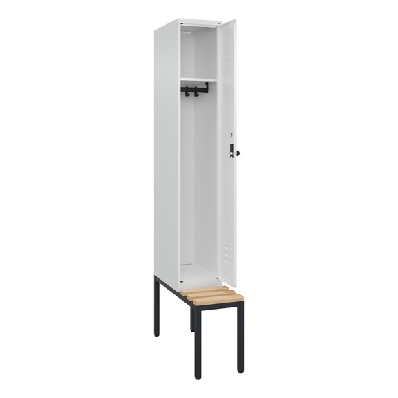 C+P Classic PLUS locker, bench, 1 compartment, 2120x400x815 mm, RAL 9016/9016 - Classic PLUS locker